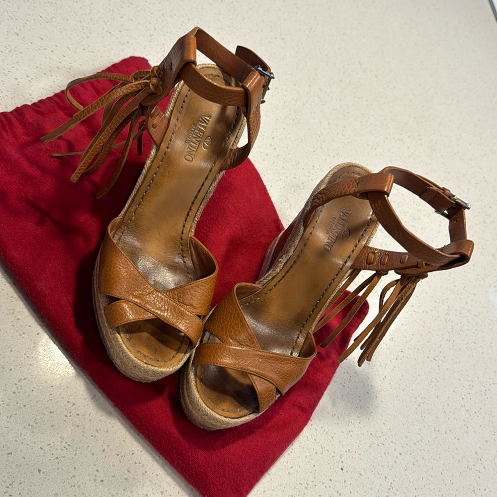 COPY - Valentino Garavani Spadrille Caramel Wedge Sandals!